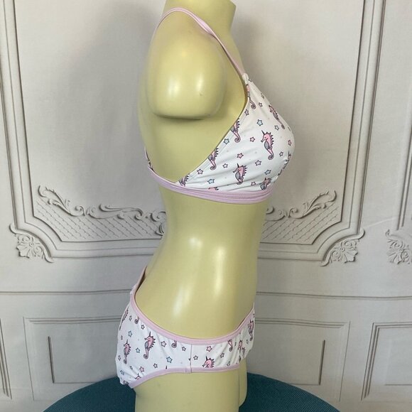 Undercurrent Juniors Size Large Triangle Top Bikini Seahorses & Stars Pastel - Picture 3 of 9